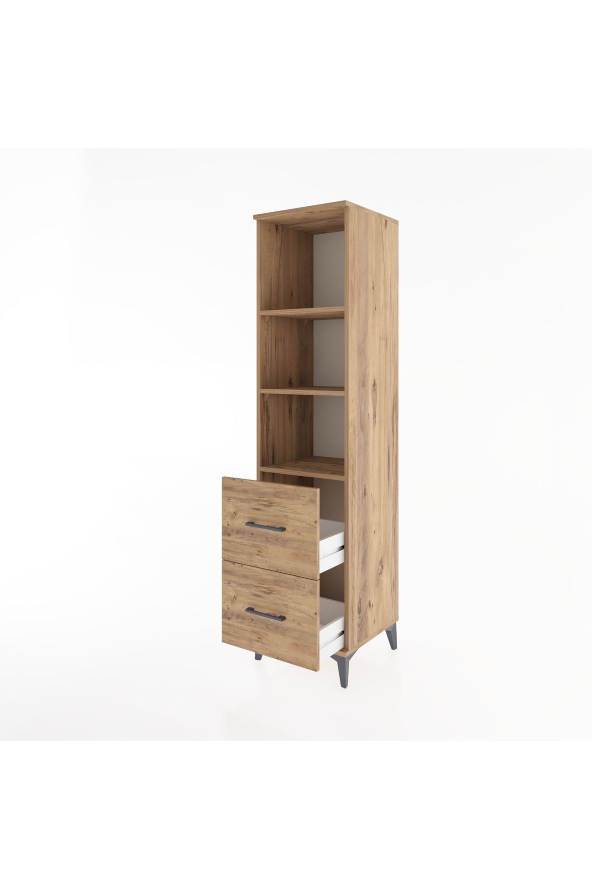 Hyperion Dolap 3 Raflı 2 Çekmeceli 44x44x182 Çam-Çam