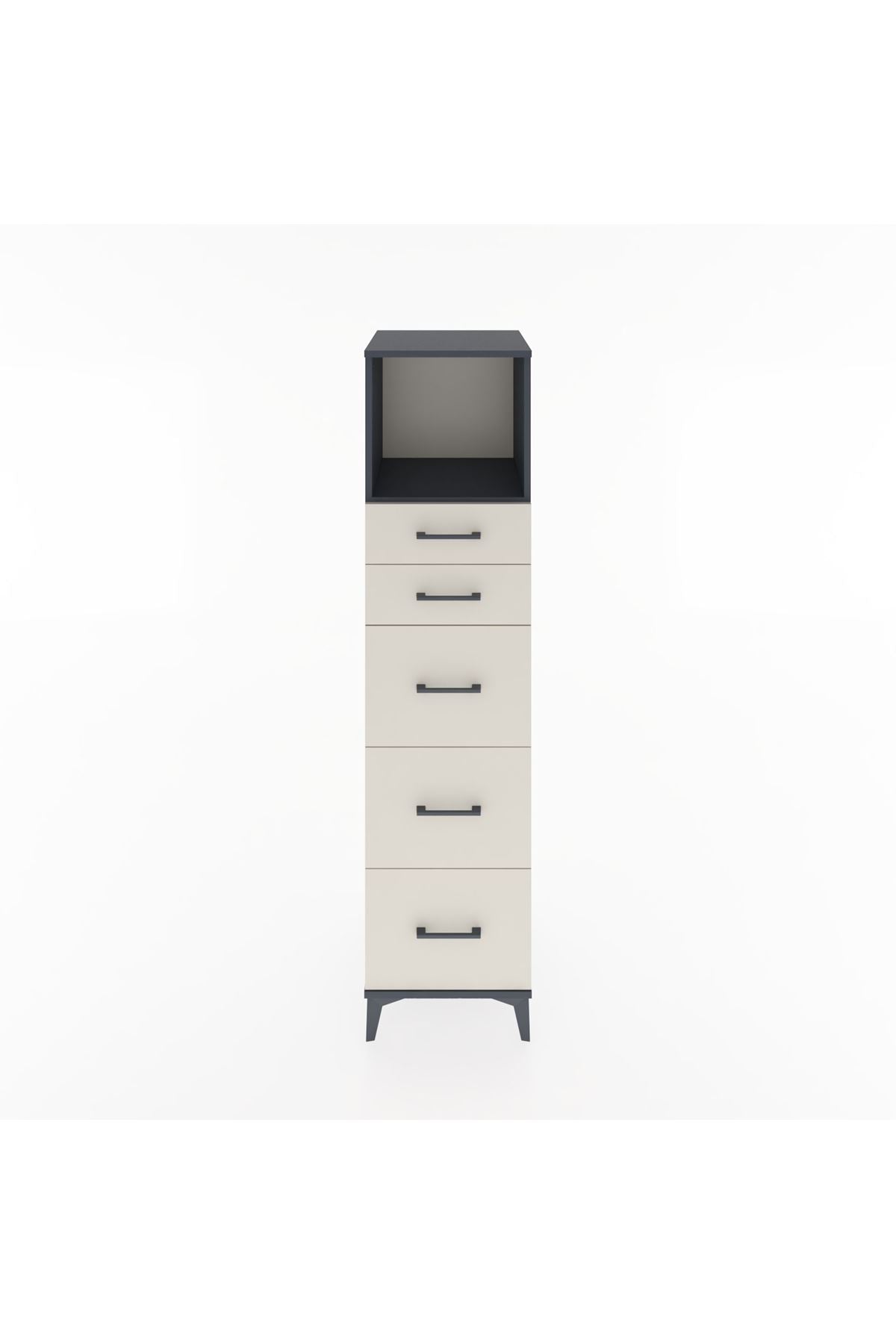 Hyperion Dolap Tek Raflı 5 Çekmeceli 44x44x182 Antrasit-Aytaşı