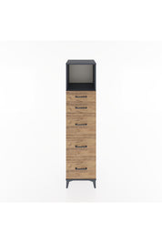 Hyperion Dolap Tek Raflı 5 Çekmeceli 44x44x182 Antrasit-Çam
