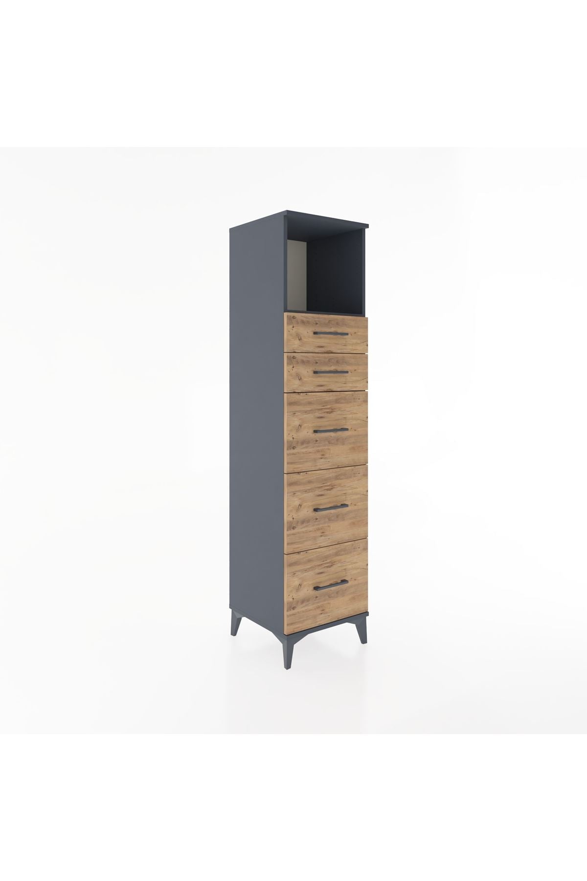 Hyperion Dolap Tek Raflı 5 Çekmeceli 44x44x182 Antrasit-Çam