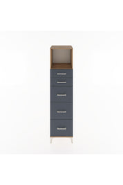 Hyperion Dolap Tek Raflı 5 Çekmeceli 44x44x182 Çam-Antrasit