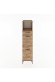 Hyperion Dolap Tek Raflı 5 Çekmeceli 44x44x182 Çam-Çam