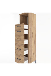 Hyperion Dolap Tek Raflı 5 Çekmeceli 44x44x182 Çam-Çam