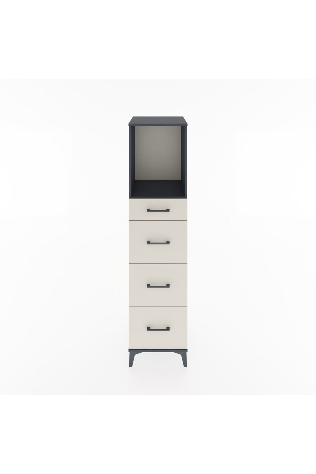 Hyperion Dolap Tek Raflı 4 Çekmeceli 44x44x182 Antrasit-Aytaşı