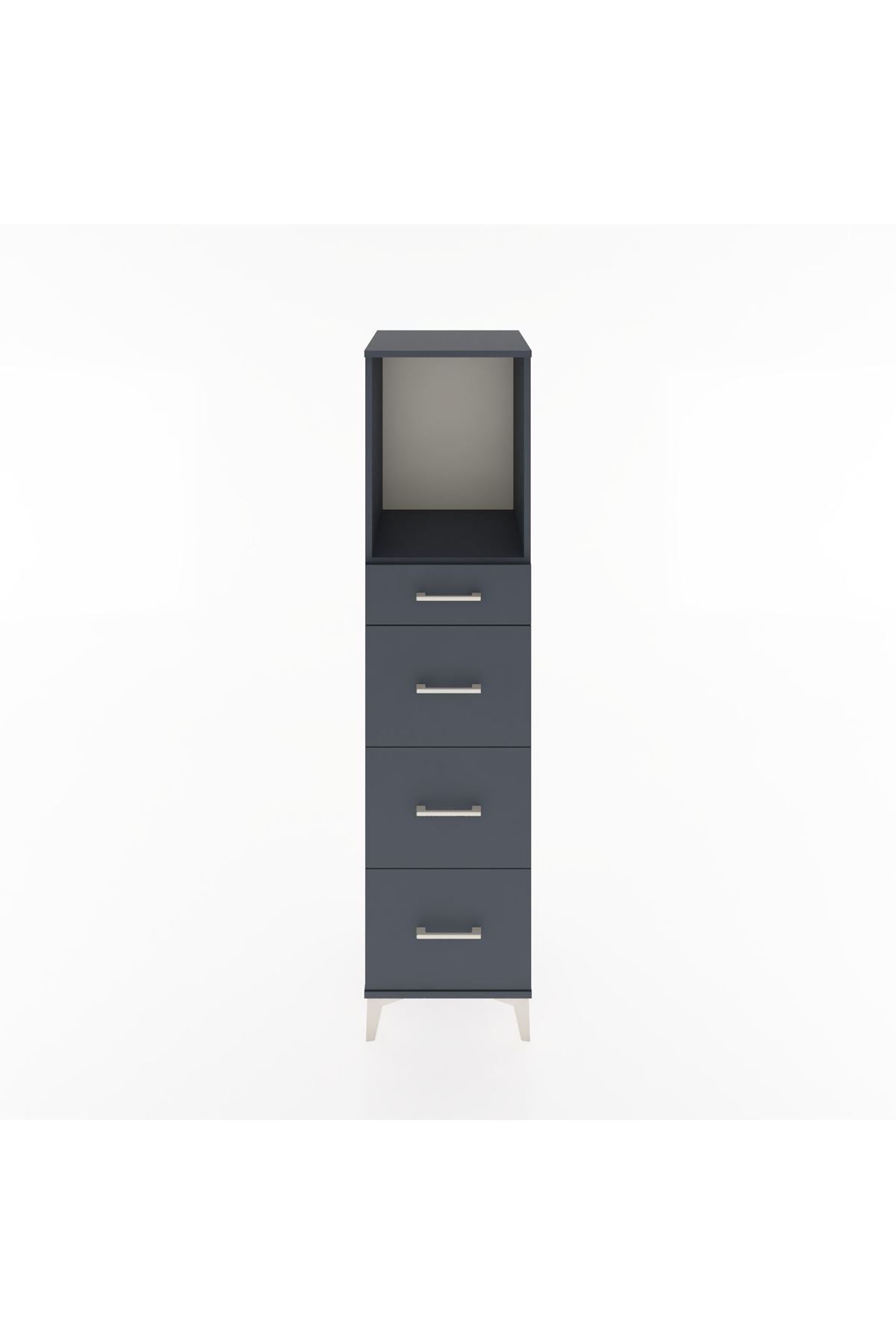 Hyperion Dolap Tek Raflı 4 Çekmeceli 44x44x182 Antrasit-Antrasit