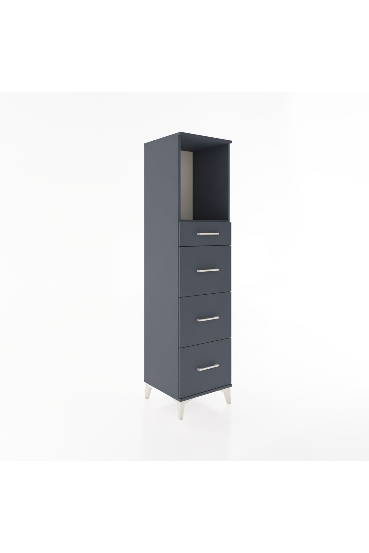 Hyperion Dolap Tek Raflı 4 Çekmeceli 44x44x182 Antrasit-Antrasit