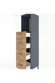 Hyperion Dolap Tek Raflı 4 Çekmeceli 44x44x182 Antrasit-Çam
