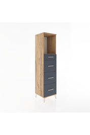 Hyperion Dolap Tek Raflı 4 Çekmeceli 44x44x182 Çam-Antrasit