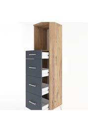 Hyperion Dolap Tek Raflı 4 Çekmeceli 44x44x182 Çam-Antrasit