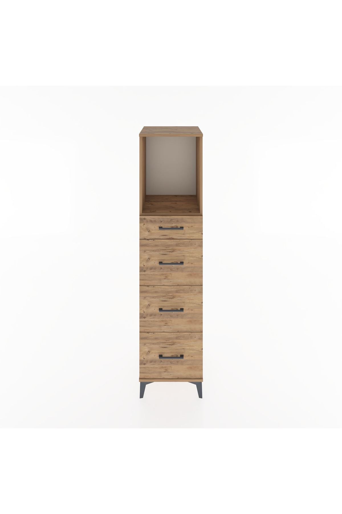 Hyperion Dolap Tek Raflı 4 Çekmeceli 44x44x182 Çam-Çam