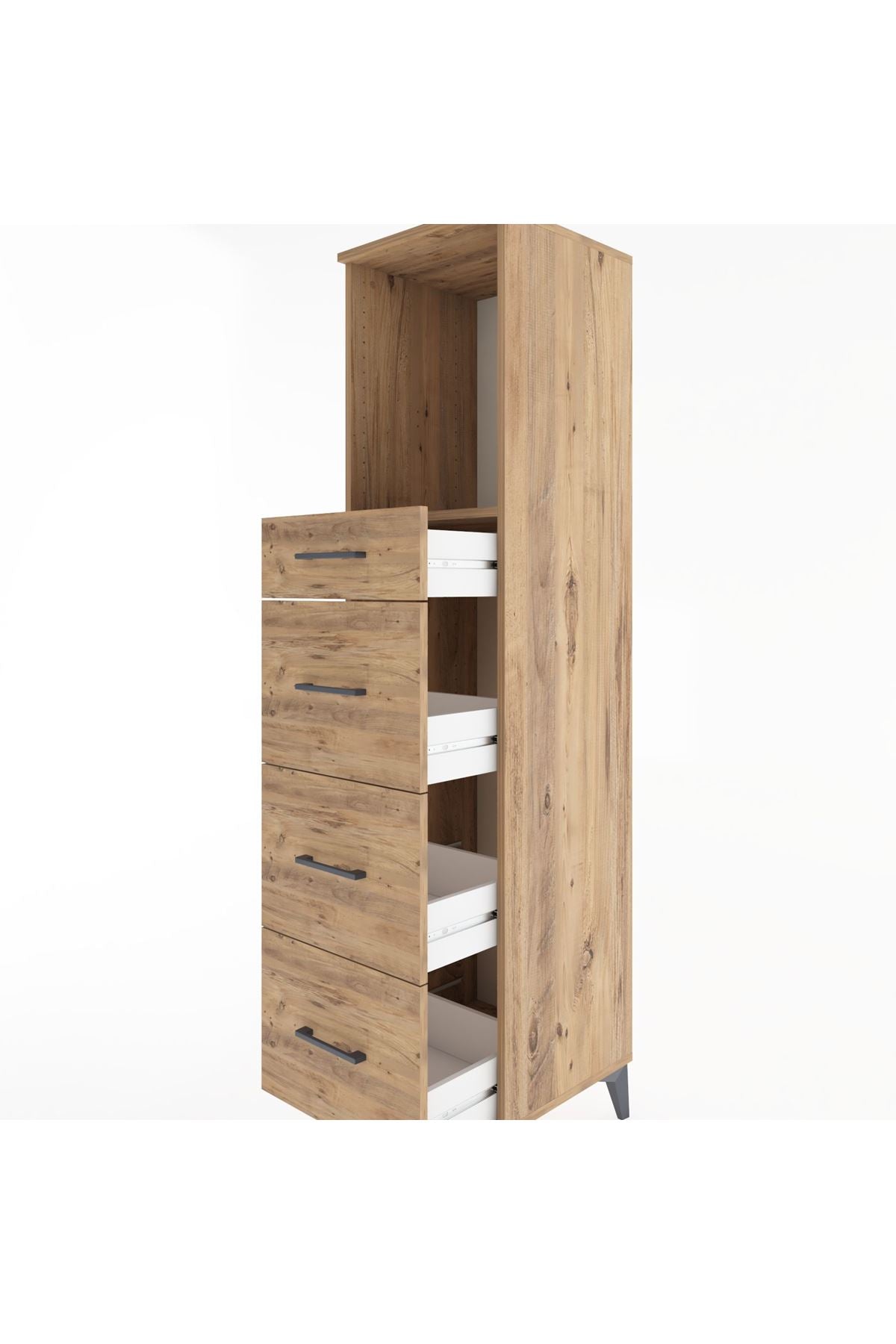 Hyperion Dolap Tek Raflı 4 Çekmeceli 44x44x182 Çam-Çam