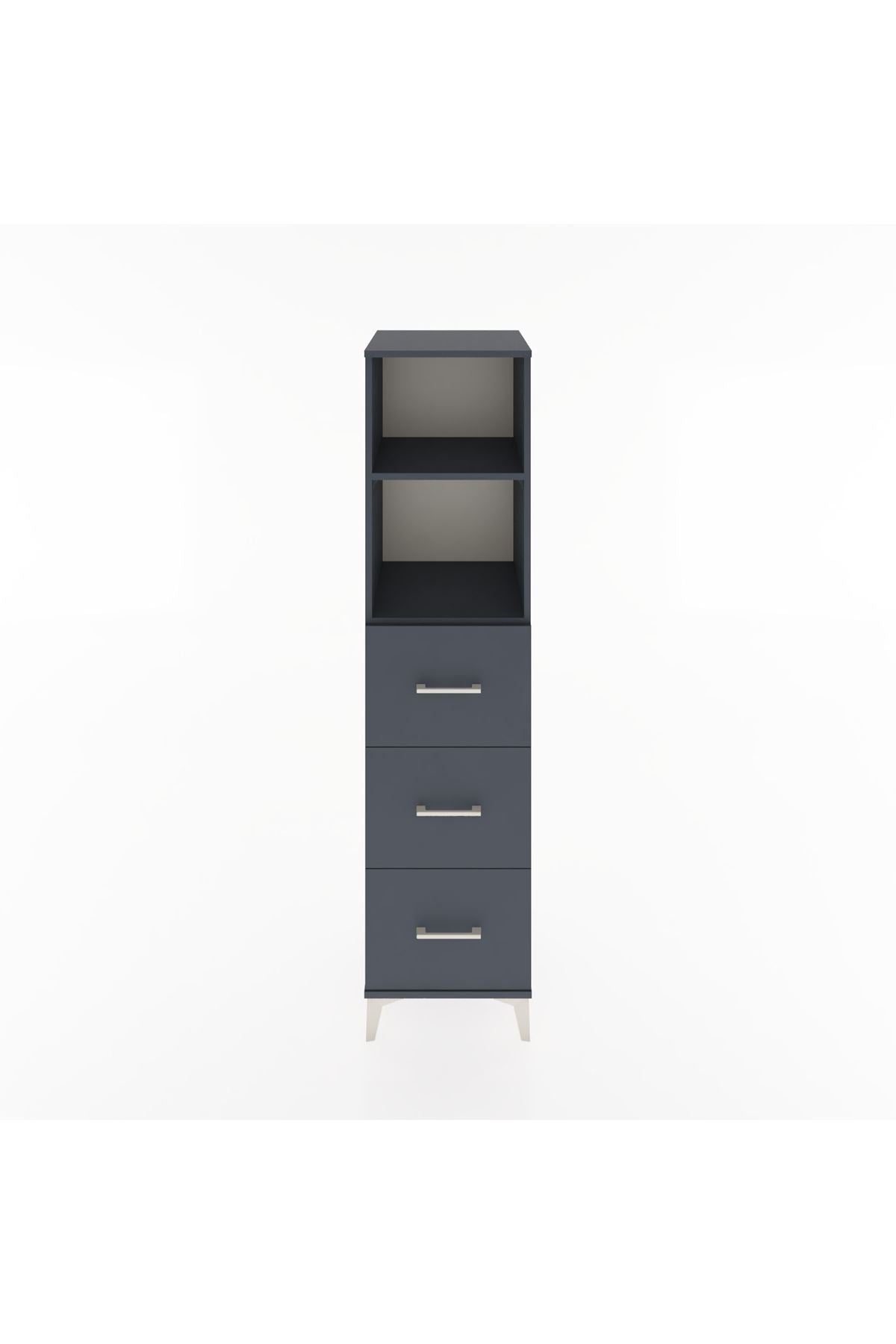 Hyperion Dolap 2 Raflı 3 Çekmeceli 44x44x182 Antrasit-Antrasit