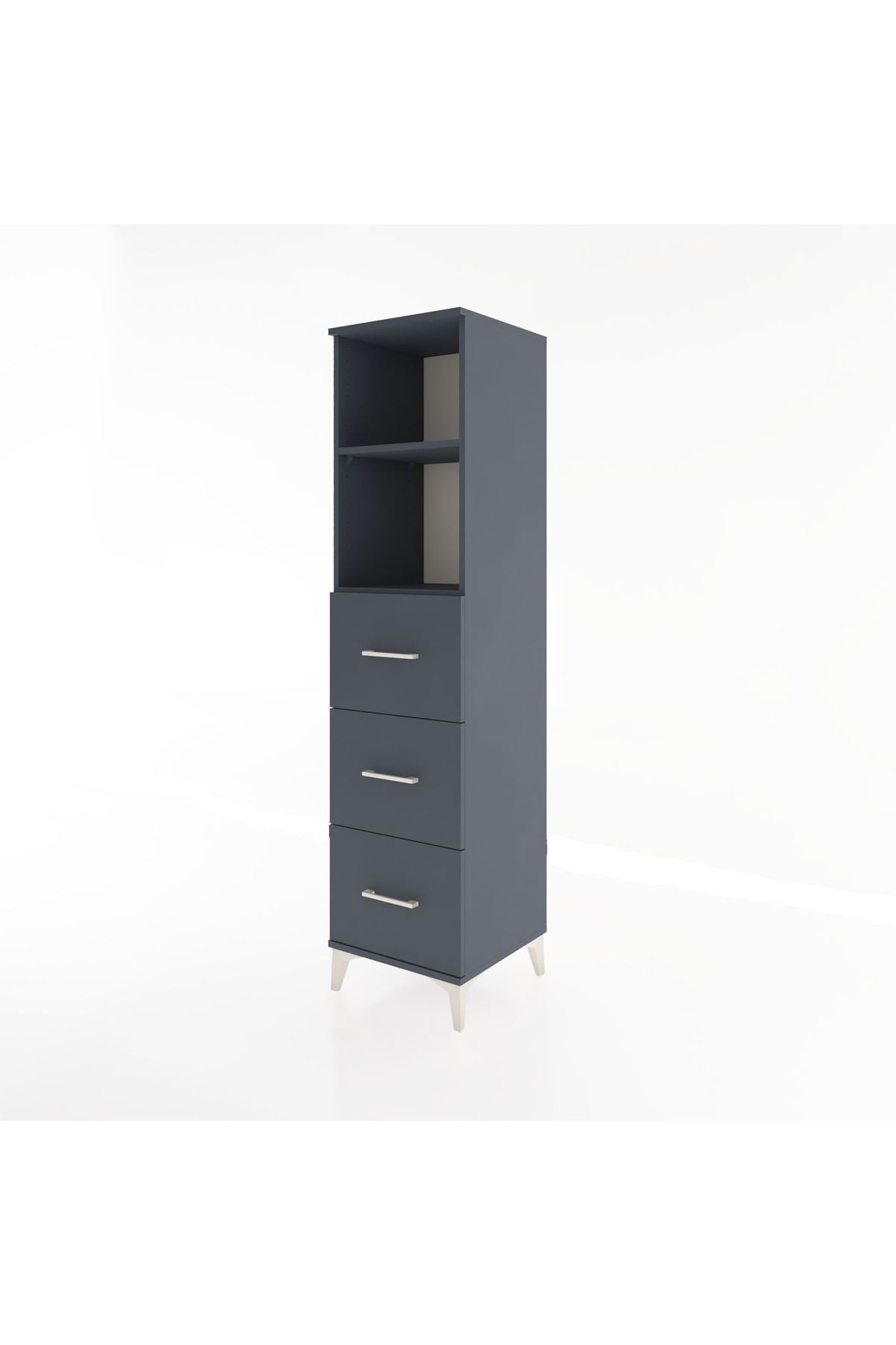 Hyperion Dolap 2 Raflı 3 Çekmeceli 44x44x182 Antrasit-Antrasit