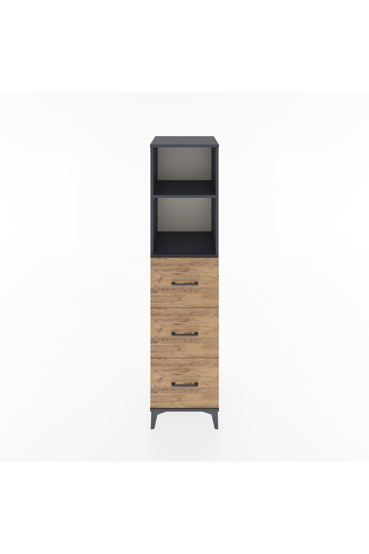 Hyperion Dolap 2 Raflı 3 Çekmeceli 44x44x182 Antrasit-Çam