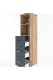 Hyperion Dolap 2 Raflı 3 Çekmeceli 44x44x182 Çam-Antrasit