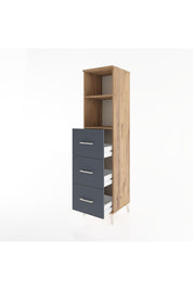 Hyperion Dolap 2 Raflı 3 Çekmeceli 44x44x182 Çam-Antrasit