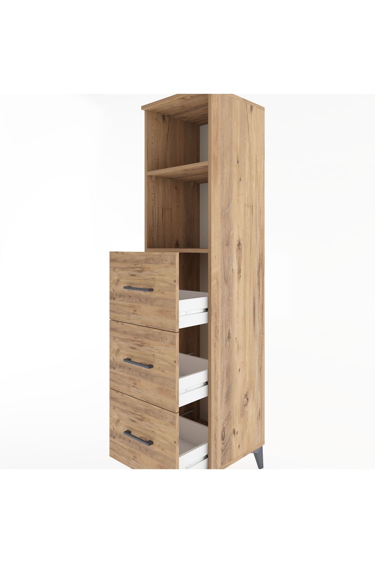 Hyperion Dolap 2 Raflı 3 Çekmeceli 44x44x182 Çam-Çam