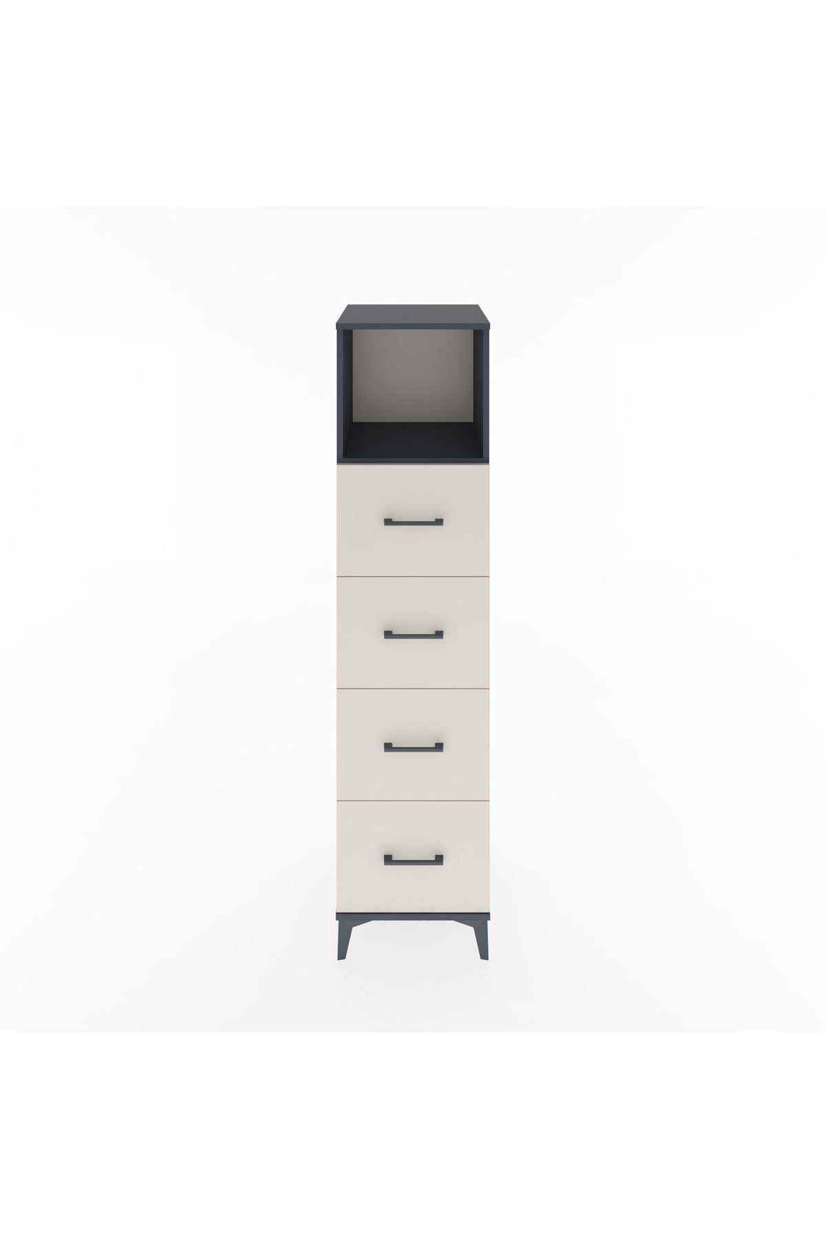 Hyperion Dolap Tek Raflı 4 Çekmeceli 44x44x182 Antrasit-Aytaşı