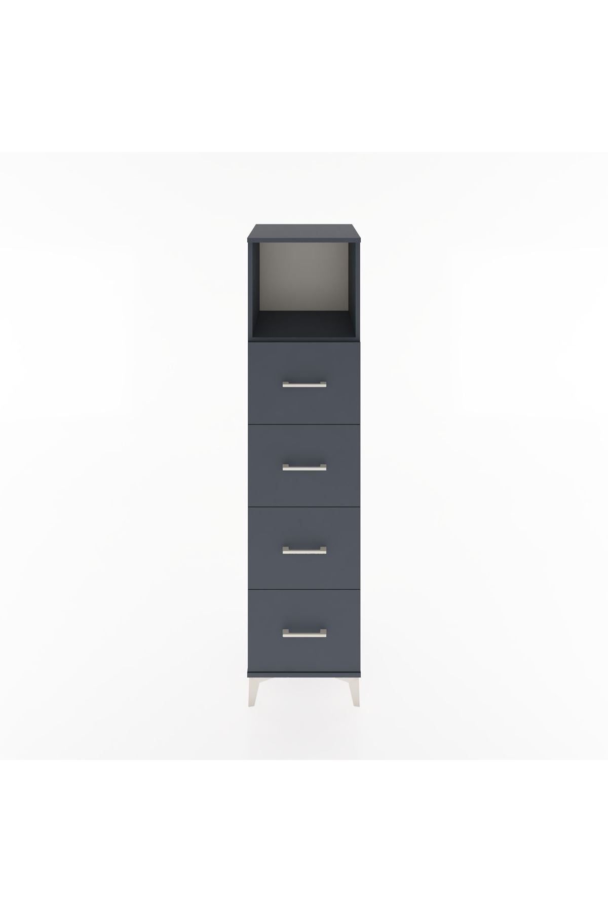 Hyperion Dolap Tek Raflı 4 Çekmeceli 44x44x182 Antrasit-Antrasit