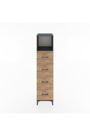 Hyperion Dolap Tek Raflı 4 Çekmeceli 44x44x182 Antrasit-Çam