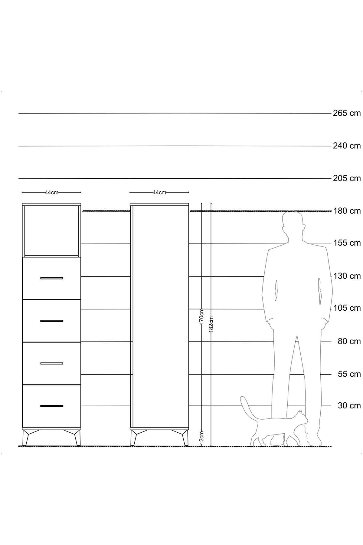 Hyperion Dolap Tek Raflı 4 Çekmeceli 44x44x182 Çam-Aytaşı