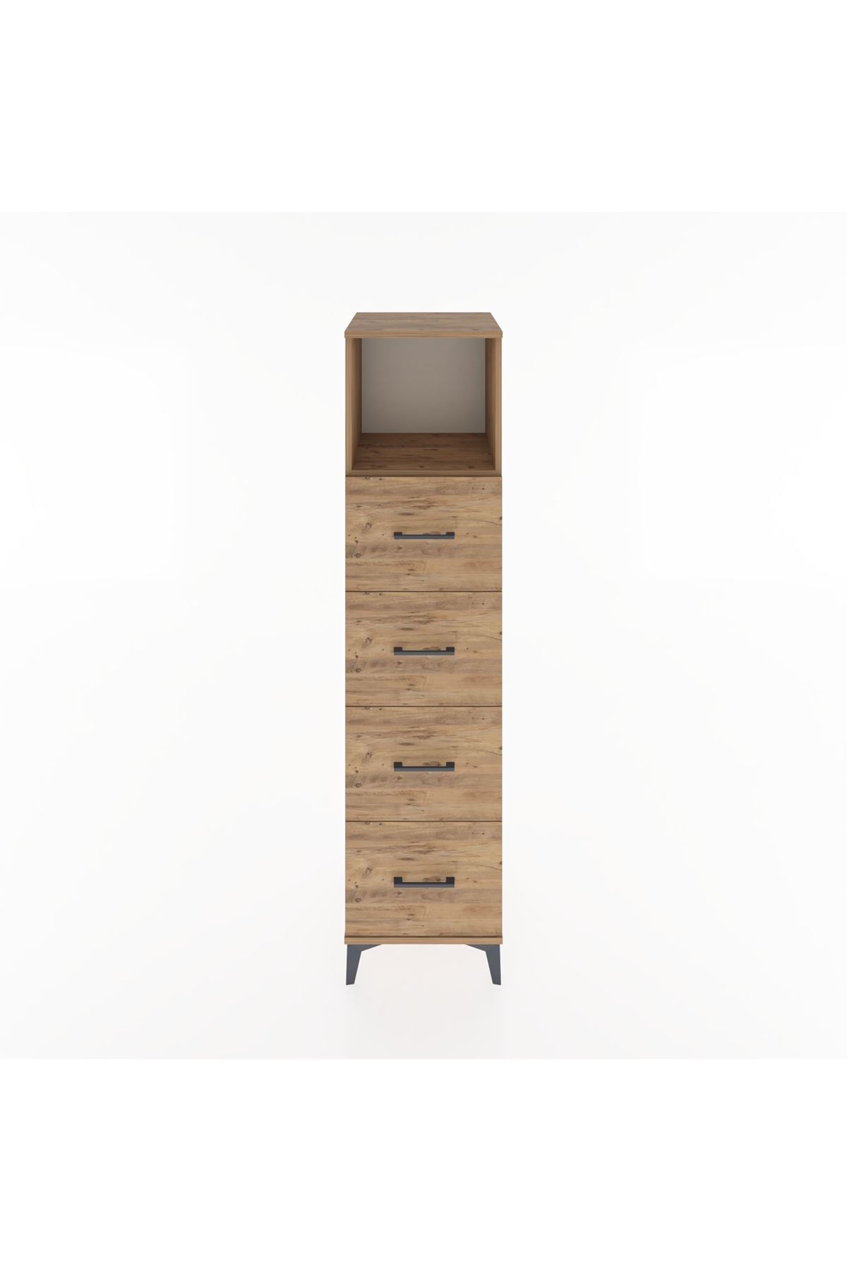 Hyperion Dolap Tek Raflı 4 Çekmeceli 44x44x182 Çam-Çam