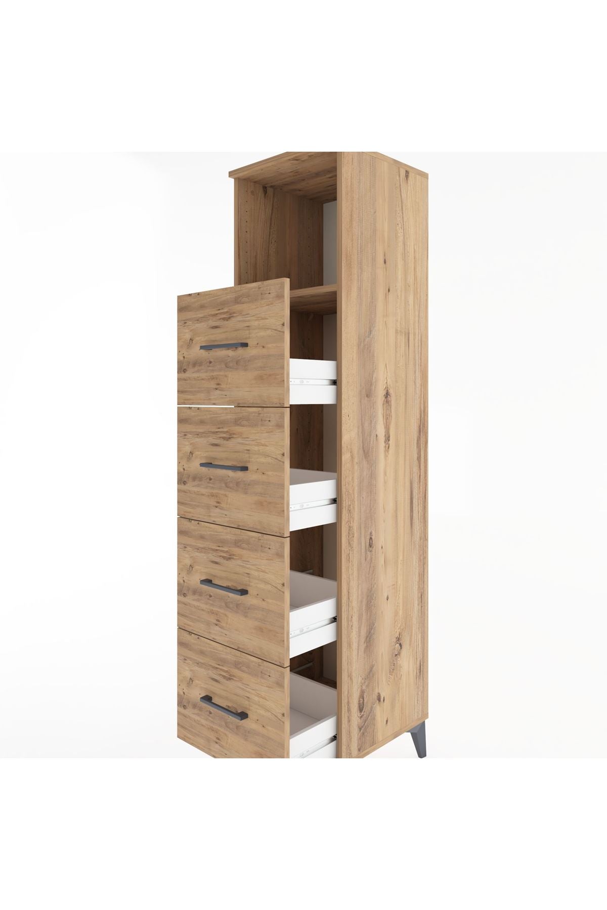 Hyperion Dolap Tek Raflı 4 Çekmeceli 44x44x182 Çam-Çam