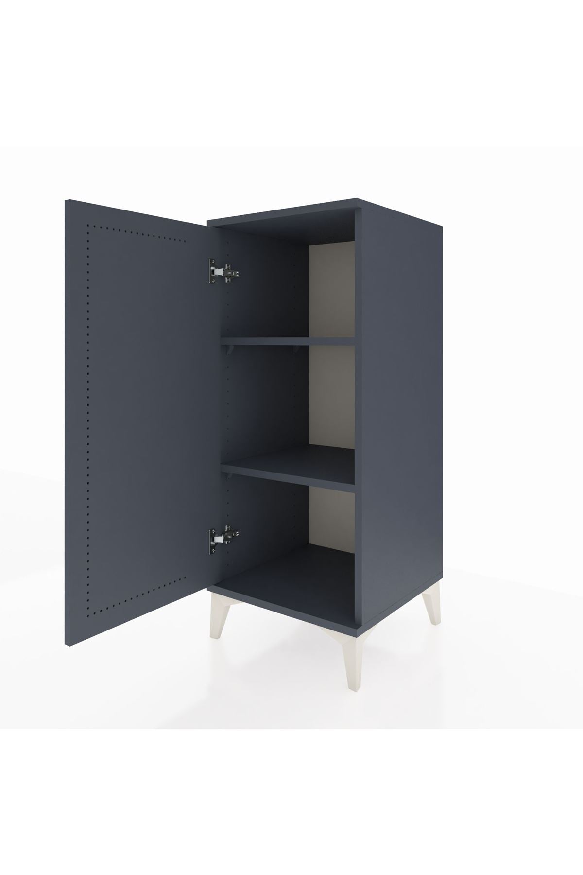 Hyperion Komodin 2 Raflı Tek Kapaklı 44x44x106 Antrasit-Antrasit