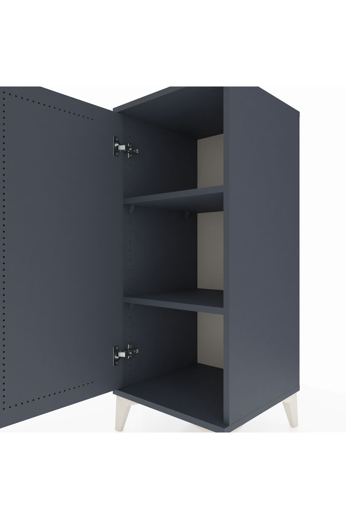 Hyperion Komodin 2 Raflı Tek Kapaklı 44x44x106 Antrasit-Antrasit