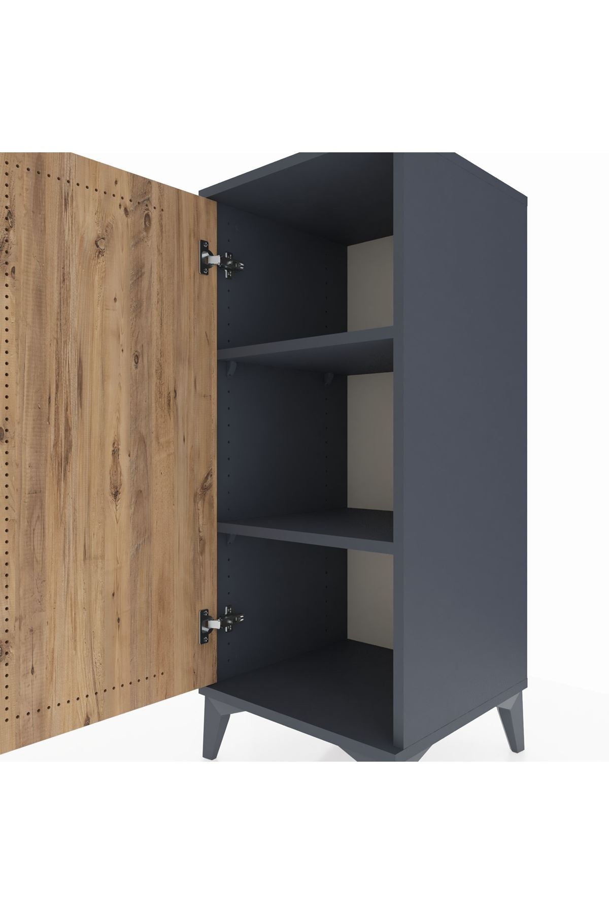 Hyperion Komodin 2 Raflı Tek Kapaklı 44x44x106 Antrasit-Çam