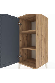 Hyperion Komodin 2 Raflı Tek Kapaklı 44x44x106 Çam-Antrasit