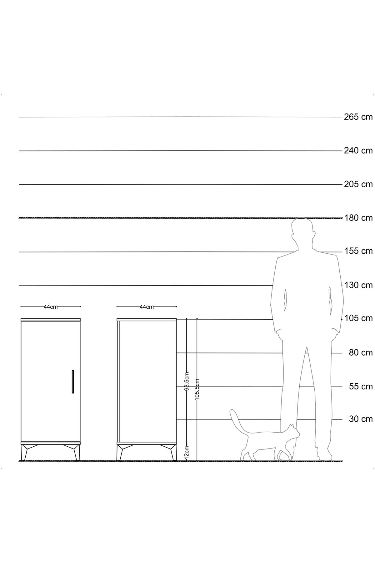 Hyperion Komodin Tek Raflı Tek Kapaklı 44x44x106 Antrasit-Antrasit