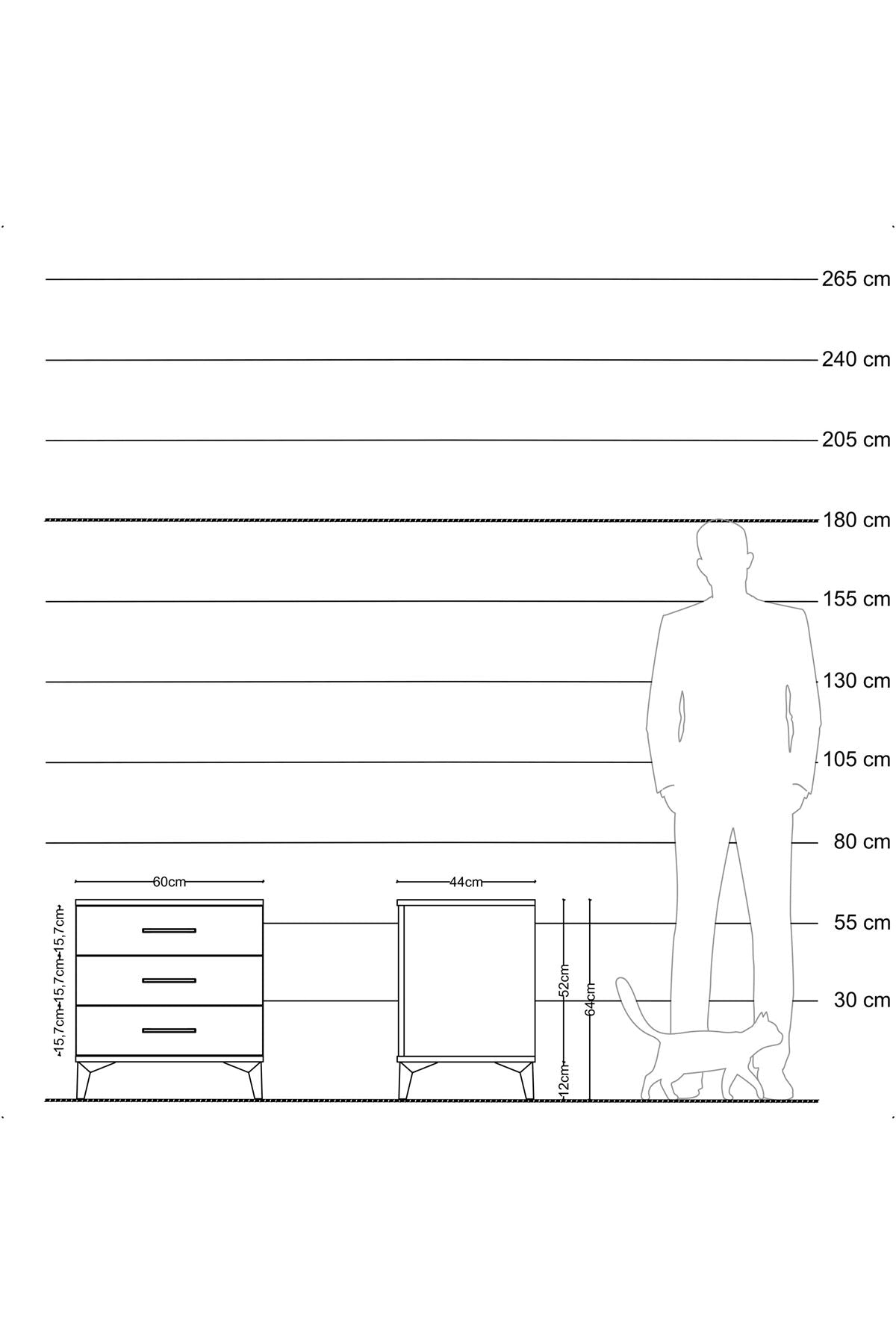Hyperion Komodin 3 Çekmeceli 60x44x64 Aytaşı-Antrasit