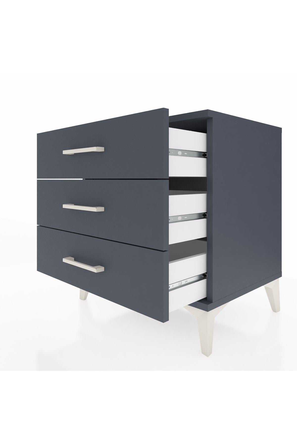 Hyperion Komodin 3 Çekmeceli 60x44x64 Antrasit-Antrasit