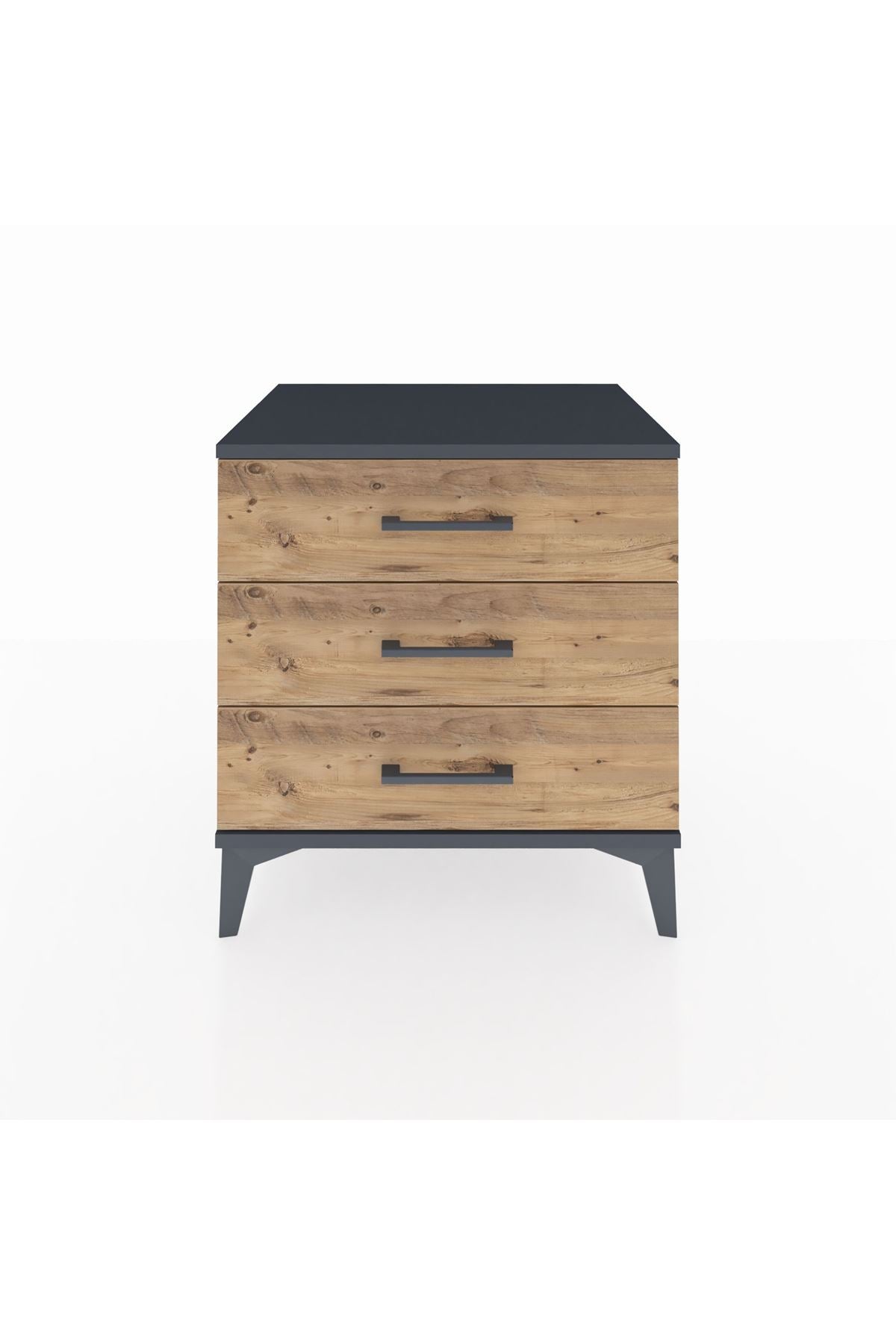 Hyperion Komodin 3 Çekmeceli 60x44x64 Antrasit-Çam