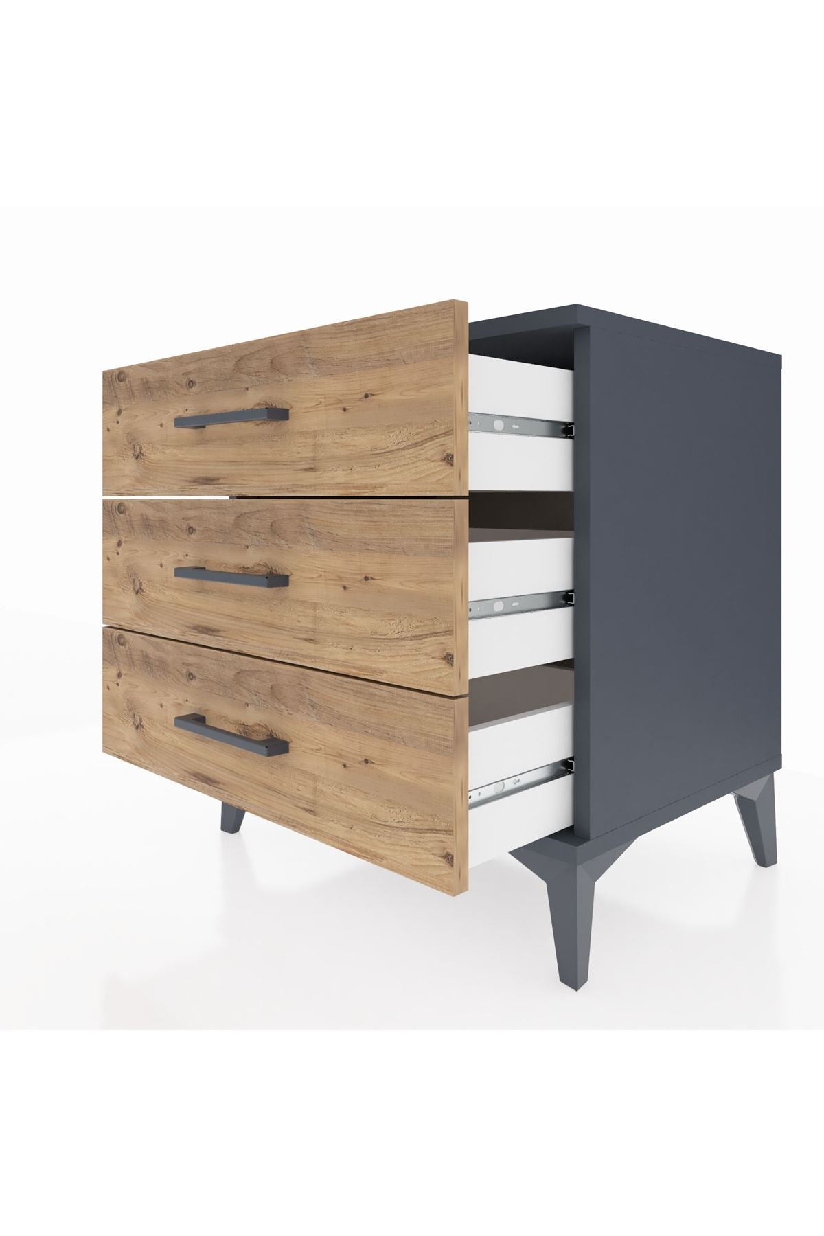 Hyperion Komodin 3 Çekmeceli 60x44x64 Antrasit-Çam