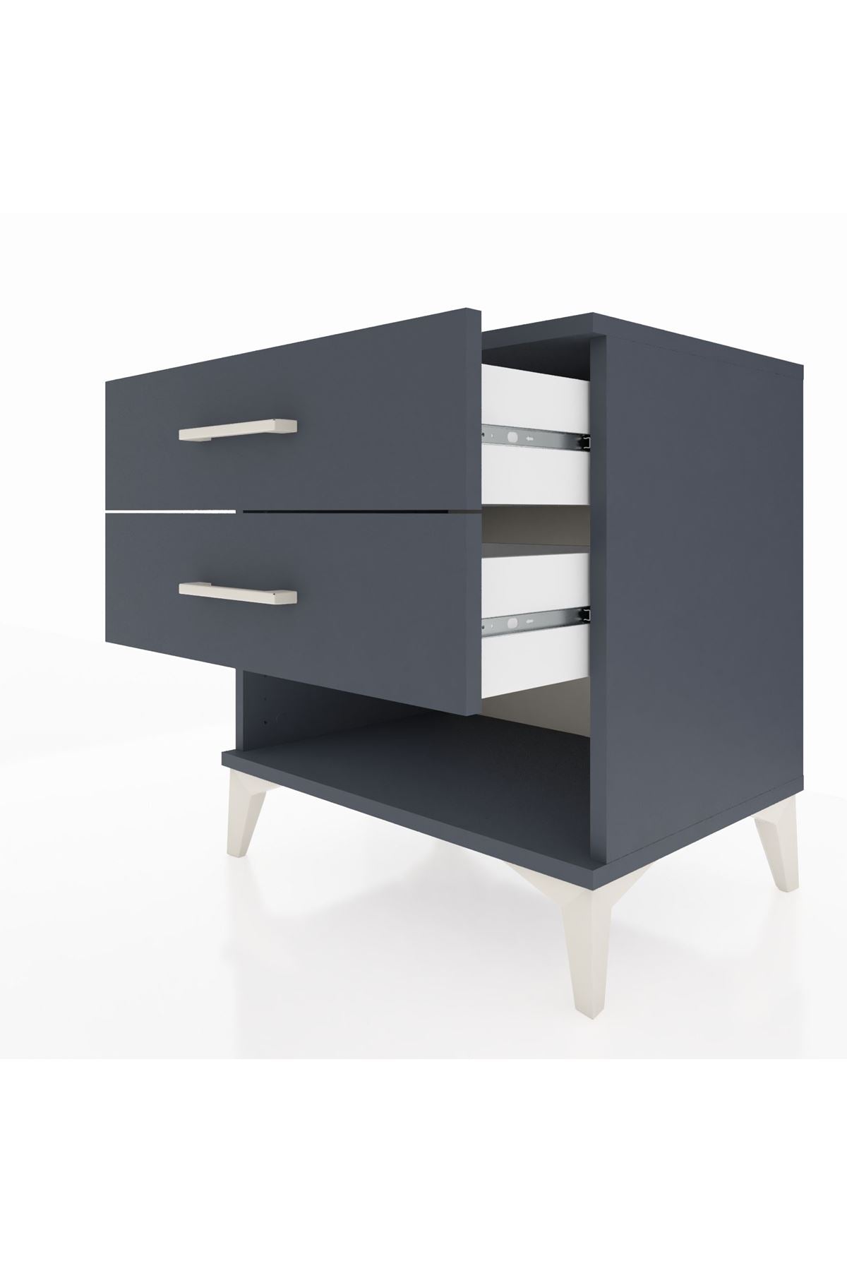 Hyperion Komodin 2 Çekmeceli 60x44x64 Antrasit-Antrasit