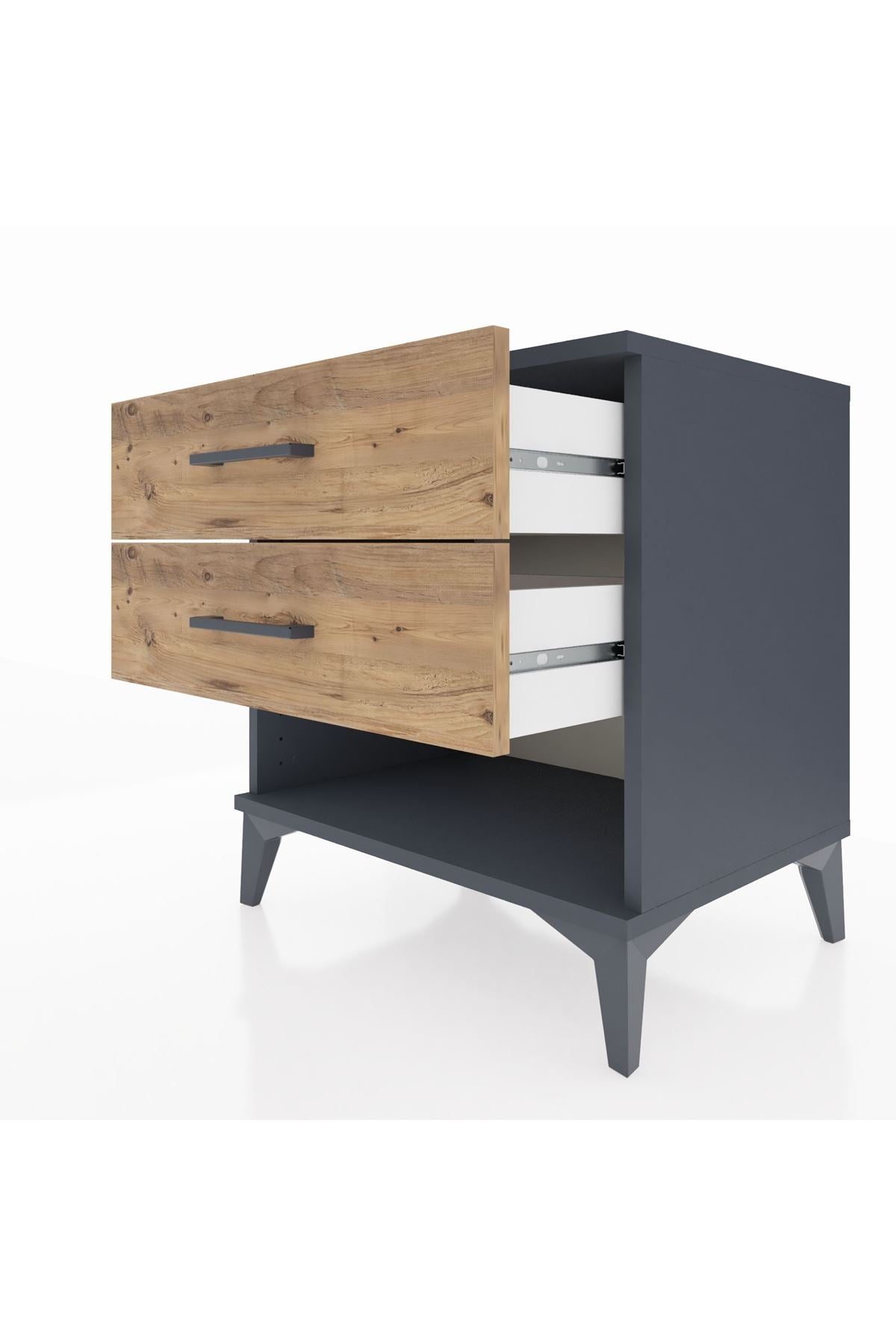 Hyperion Komodin 2 Çekmeceli 60x44x64 Antrasit-Çam