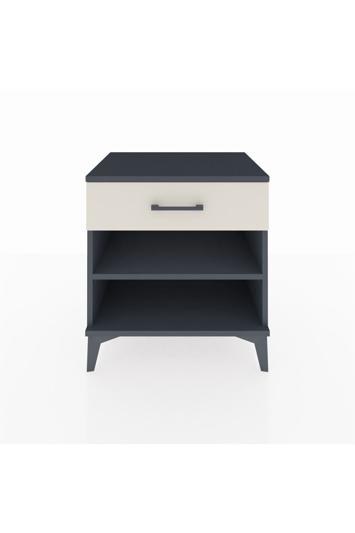 Hyperion Komodin Tek Raflı Tek Çekmeceli 60x44x64 Antrasit-Aytaşı