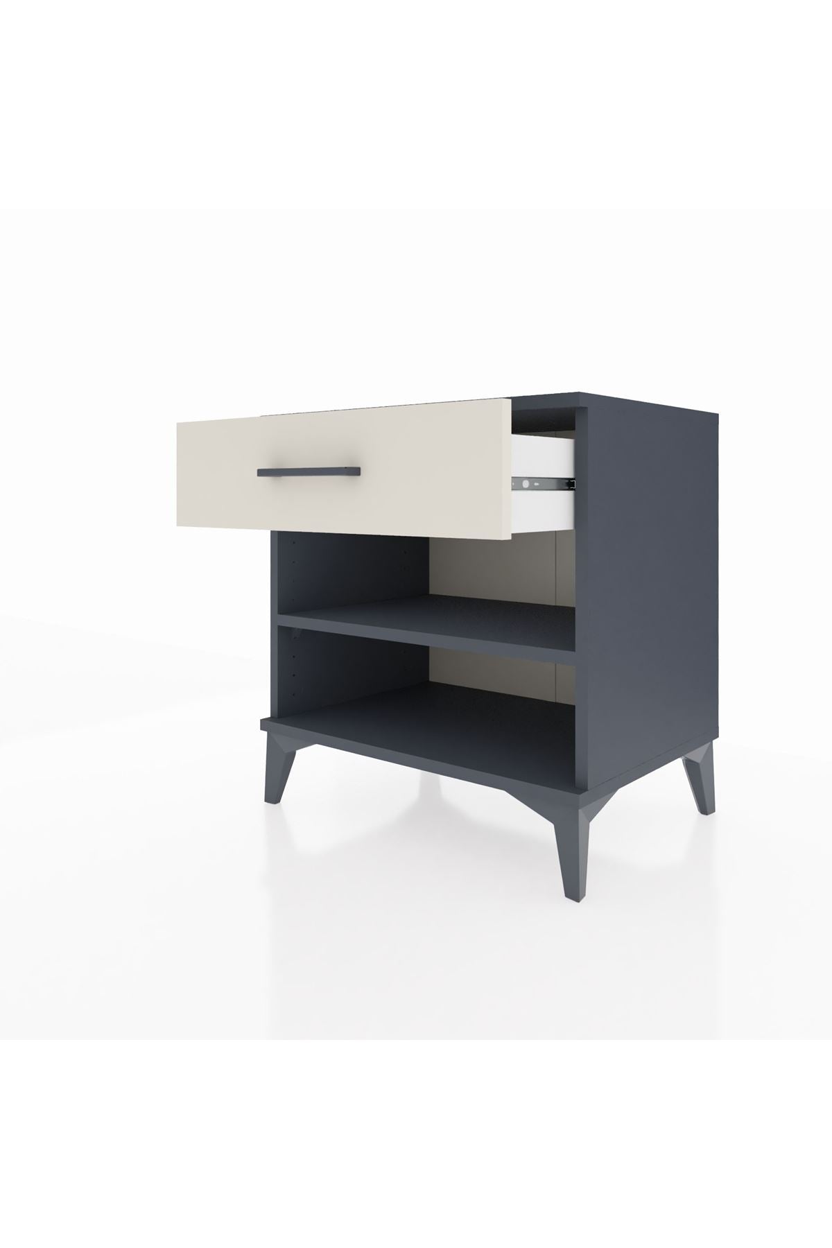 Hyperion Komodin Tek Raflı Tek Çekmeceli 60x44x64 Antrasit-Aytaşı