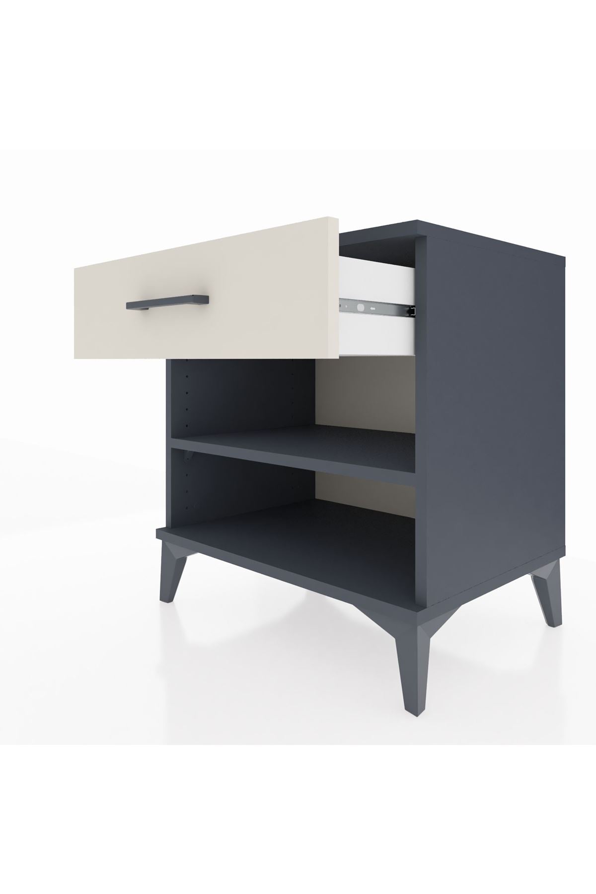 Hyperion Komodin Tek Raflı Tek Çekmeceli 60x44x64 Antrasit-Aytaşı