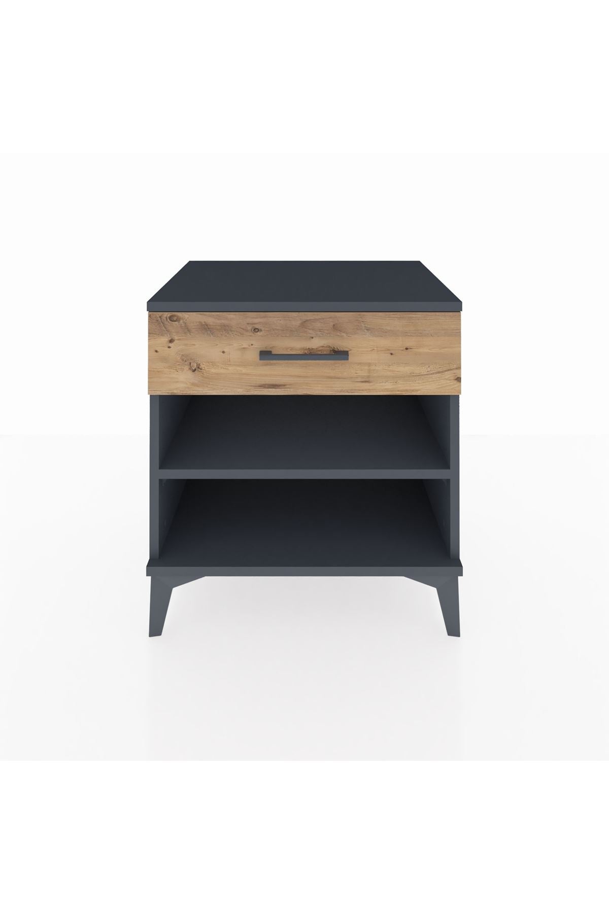 Hyperion Komodin Tek Raflı Tek Çekmeceli 60x44x64 Antrasit-Çam