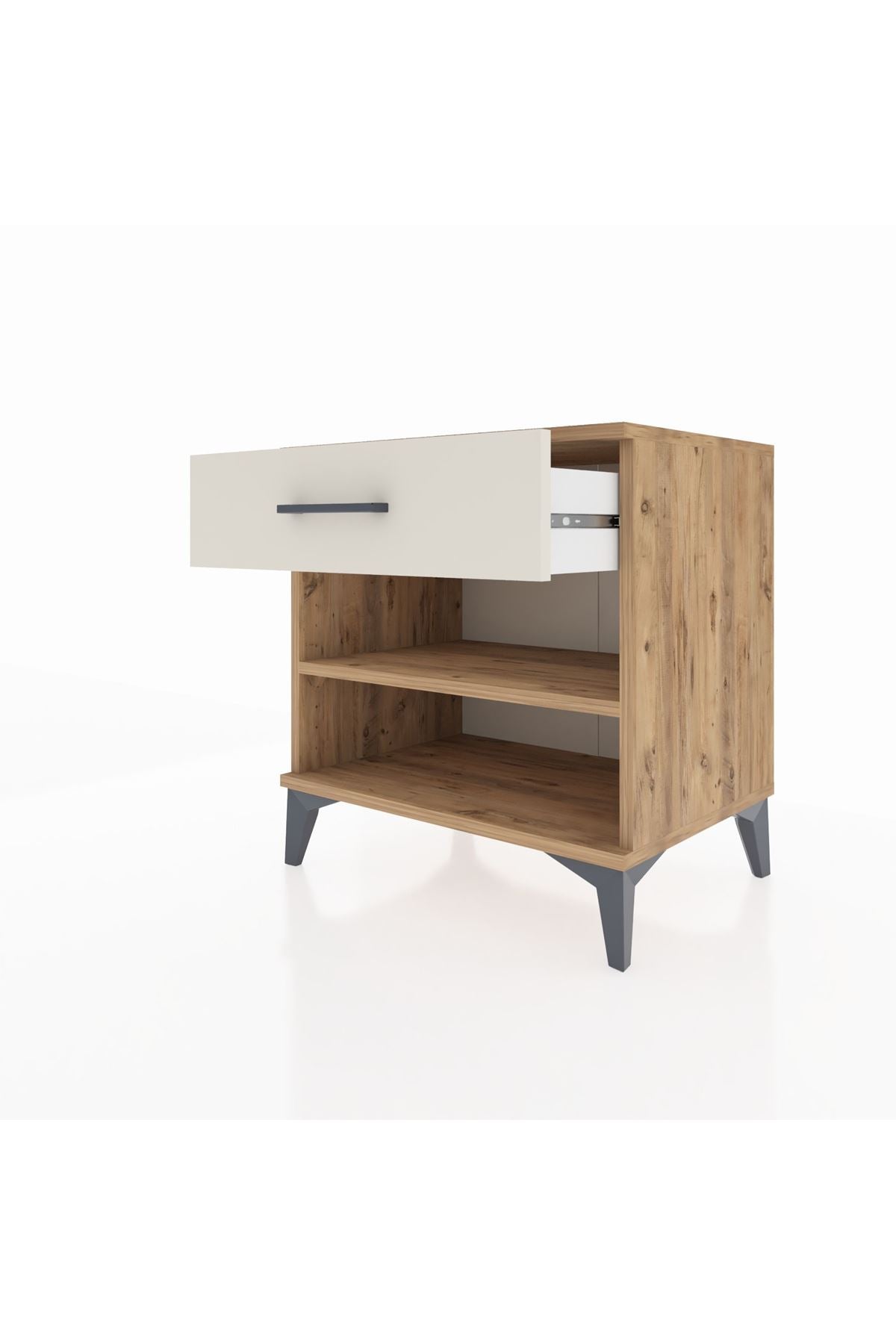 Hyperion Komodin Tek Raflı Tek Çekmeceli 60x44x64 Çam-Aytaşı