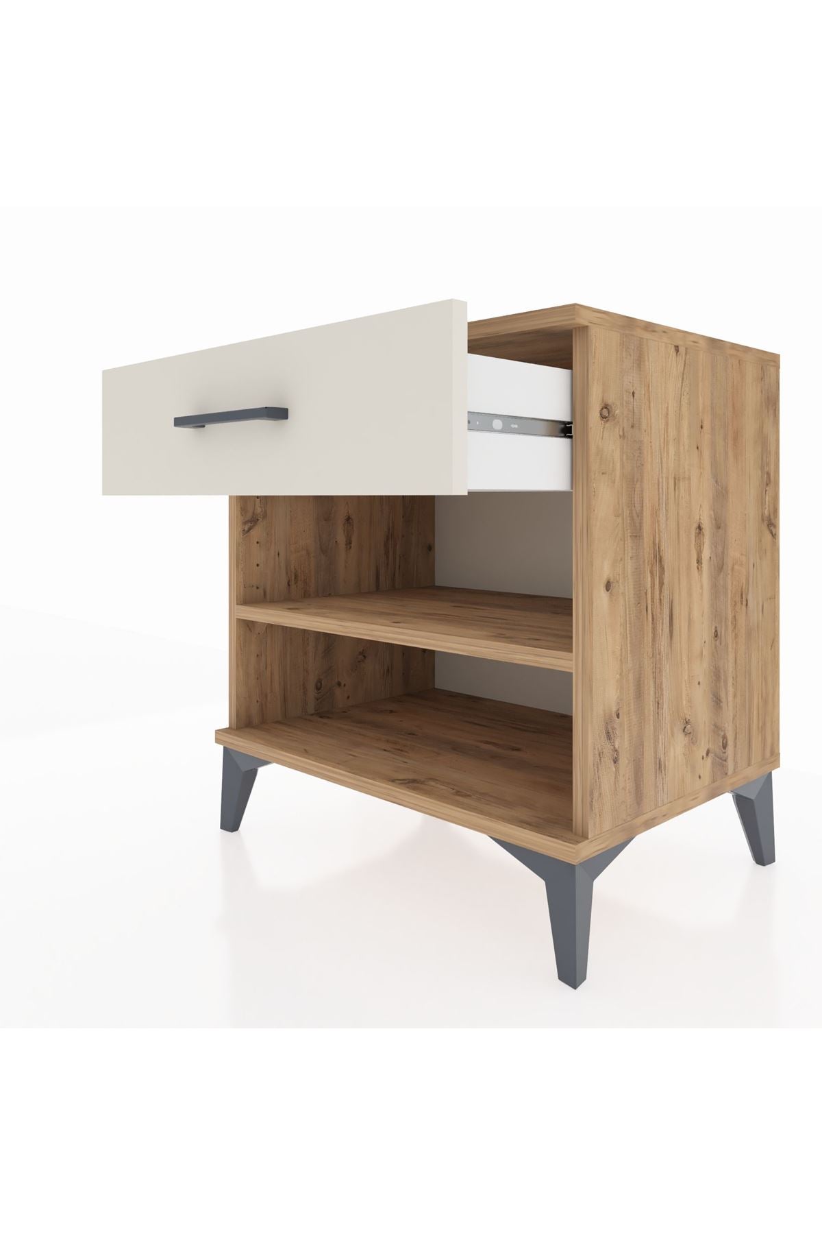 Hyperion Komodin Tek Raflı Tek Çekmeceli 60x44x64 Çam-Aytaşı