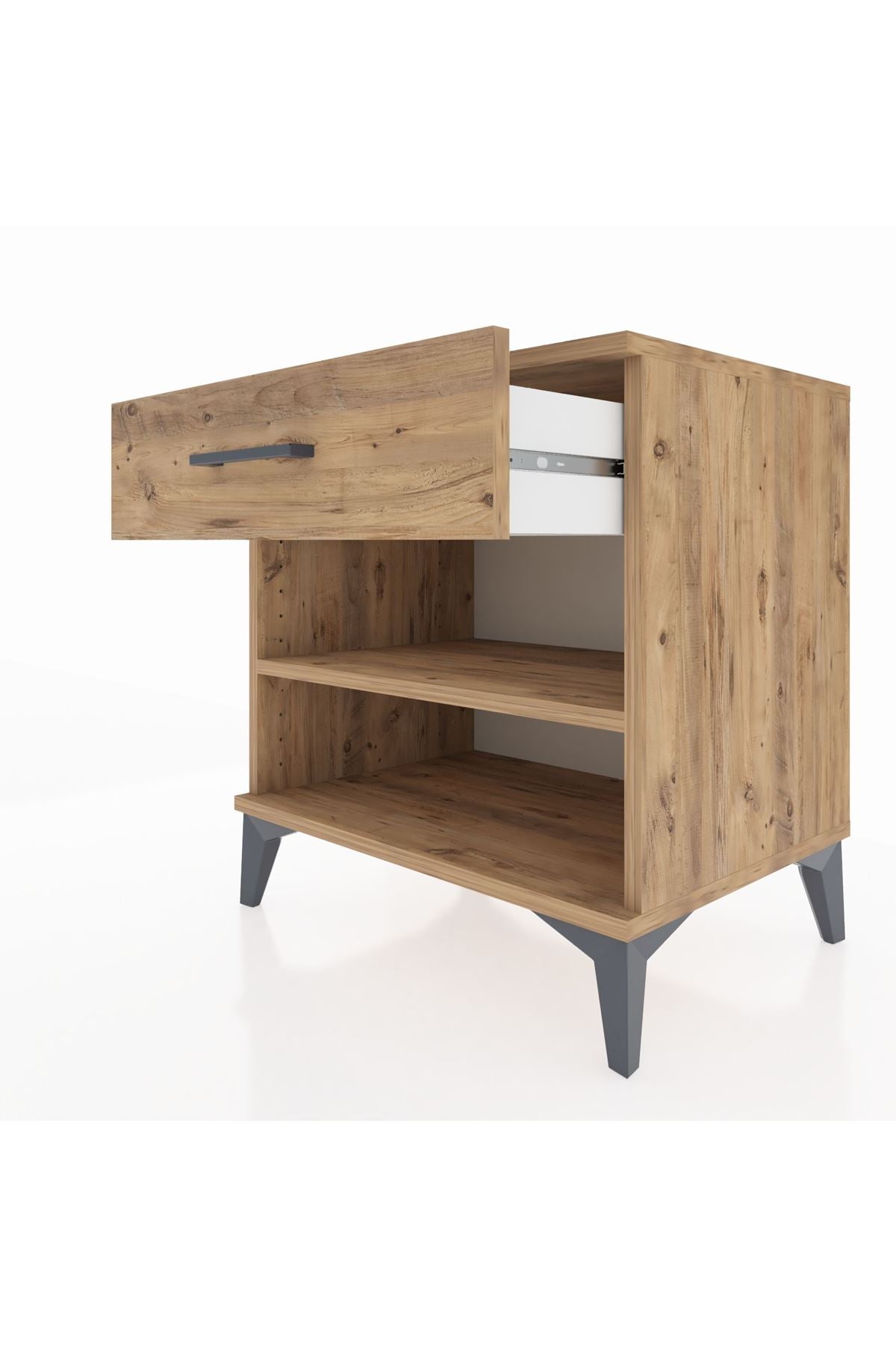 Hyperion Komodin Tek Raflı Tek Çekmeceli 60x44x64 Çam-Çam