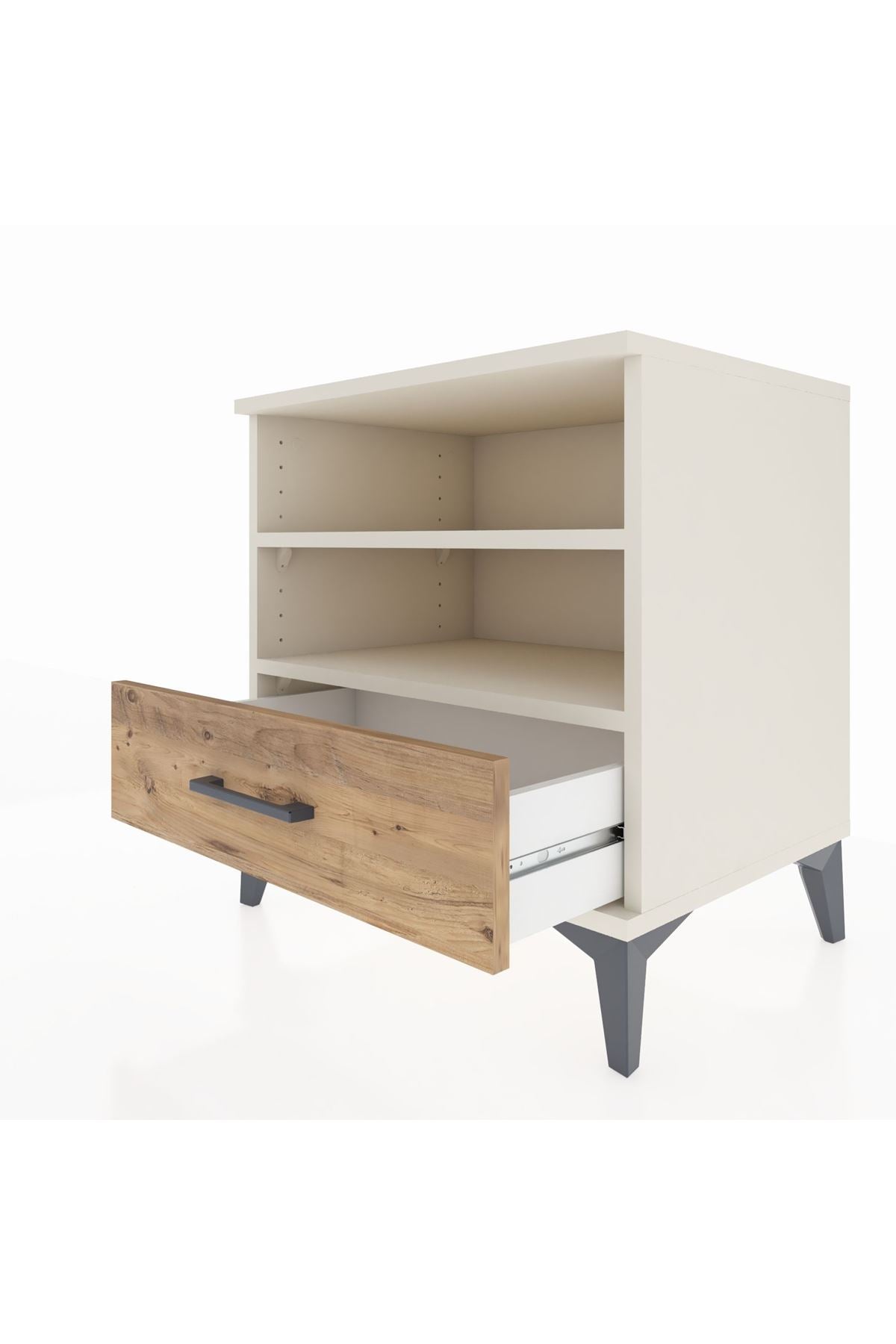 Hyperion Komodin 2 Raflı Tek Çekmeceli 60x44x64 Aytaşı-Çam