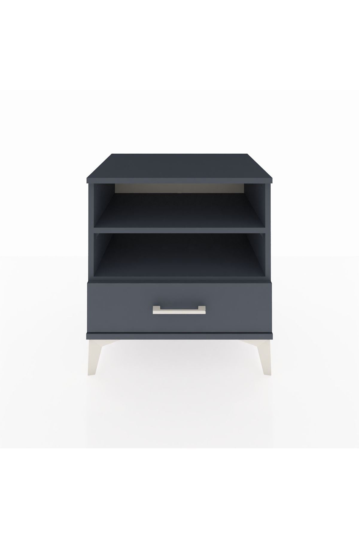 Hyperion Komodin 2 Raflı Tek Çekmeceli 60x44x64 Antrasit-Antrasit