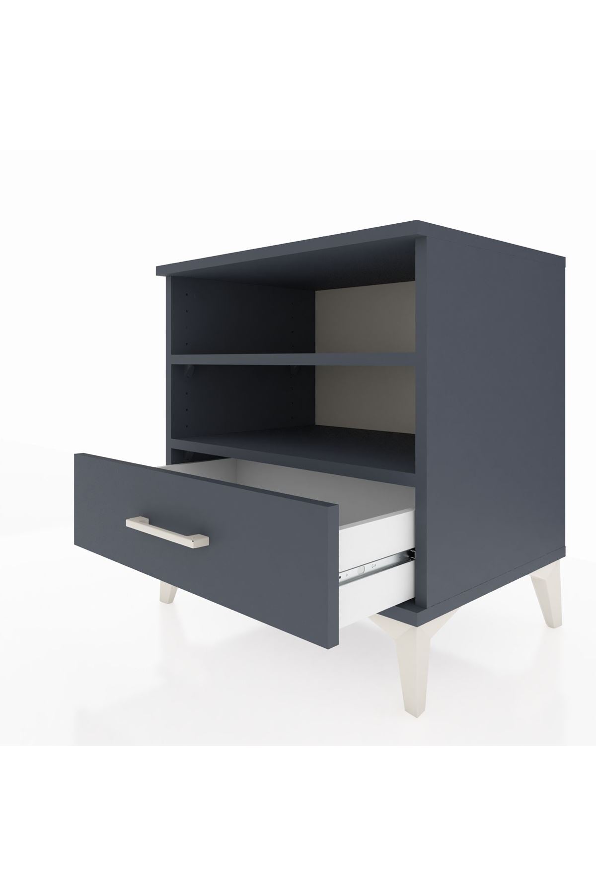 Hyperion Komodin 2 Raflı Tek Çekmeceli 60x44x64 Antrasit-Antrasit