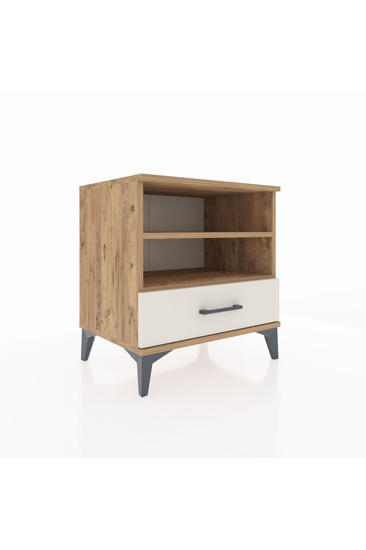 Hyperion Komodin 2 Raflı Tek Çekmeceli 60x44x64 Çam-Aytaşı