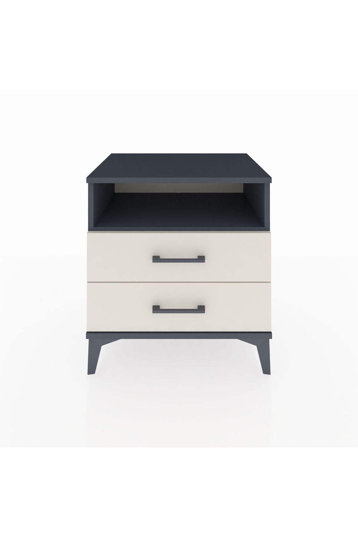 Hyperion Komodin Tek Raflı 2 Çekmeceli 60x44x64 Antrasit-Aytaşı